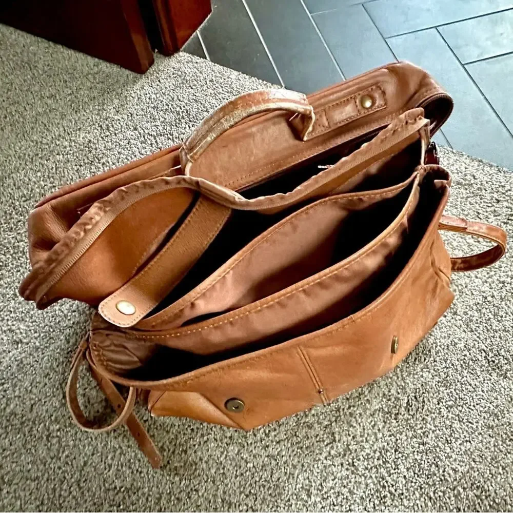 Dorado Brown Leather Messenger Bag Briefcase Satchel Laptop Work Bag Vintage